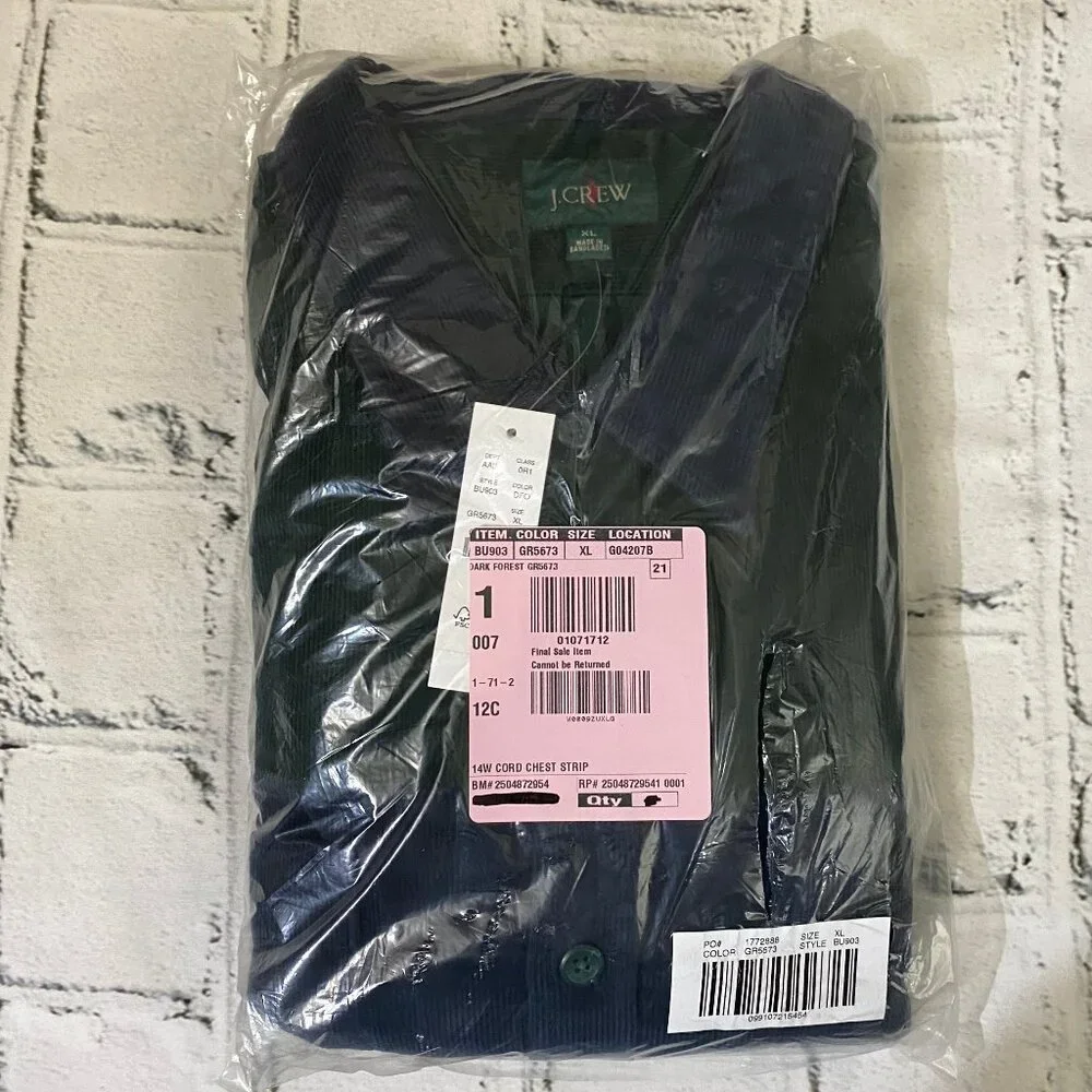 J. Crew Midweight corduroy workshirt in colorblock XL